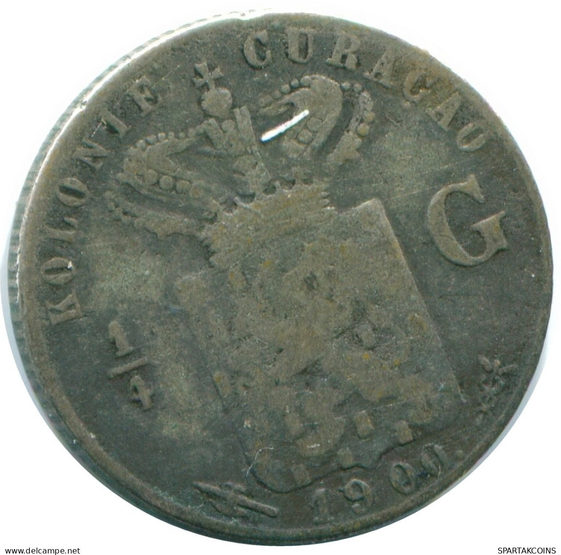 1/4 GULDEN 1900 CURACAO NEERLANDÉS NETHERLANDS PLATA Colonial #NL10498.4.E.A - Curaçao