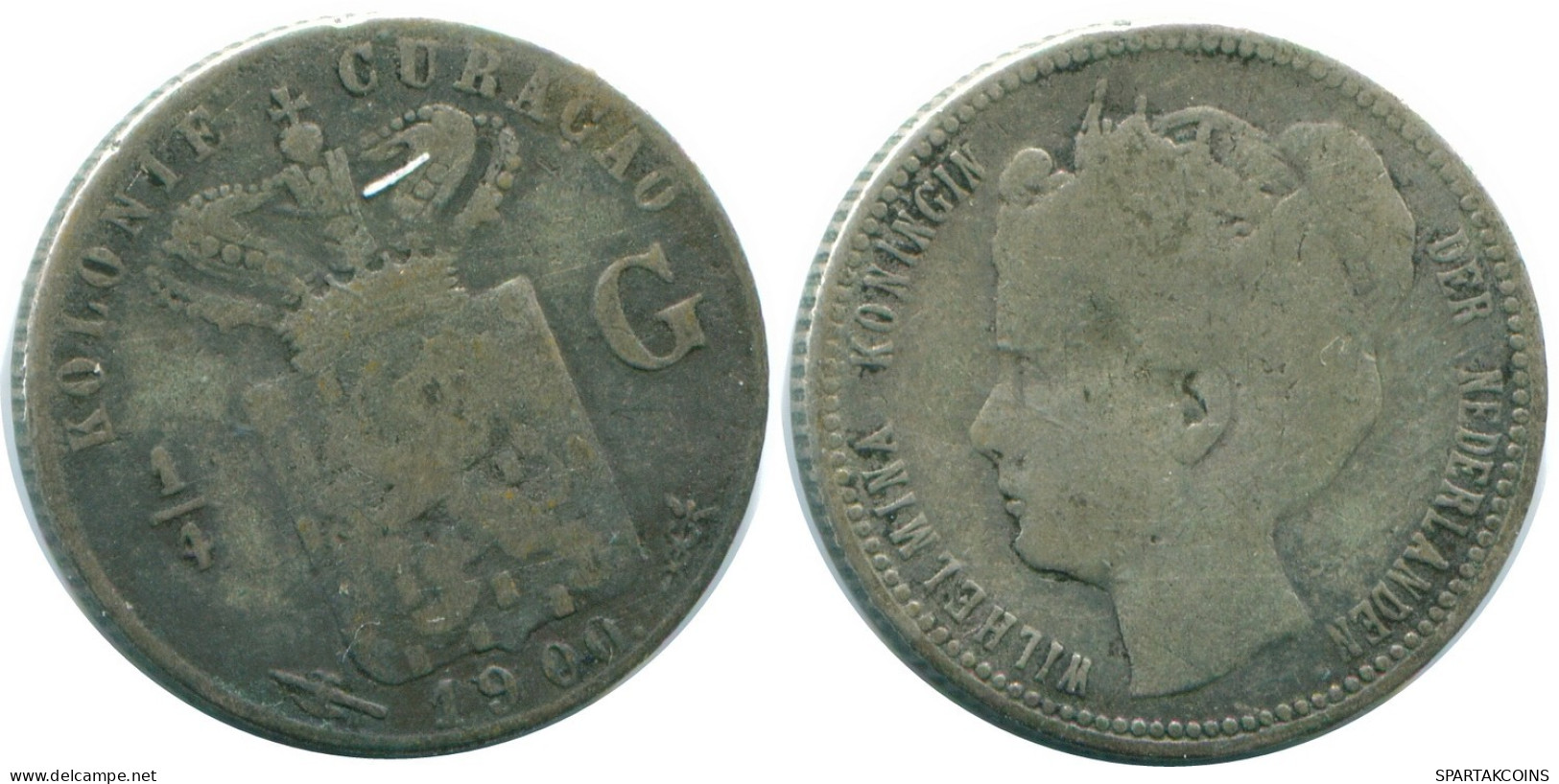 1/4 GULDEN 1900 CURACAO NEERLANDÉS NETHERLANDS PLATA Colonial #NL10498.4.E.A - Curaçao