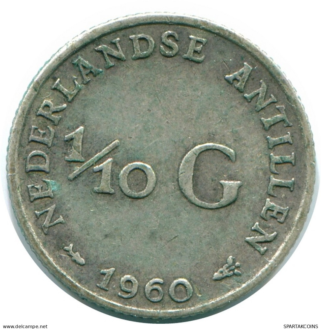 1/10 GULDEN 1960 NIEDERLÄNDISCHE ANTILLEN SILBER Koloniale Münze #NL12293.3.D.A - Antillas Neerlandesas