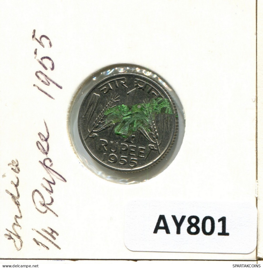 1/4 RUPEE 1955 INDIA Moneda #AY801.E.A - Inde