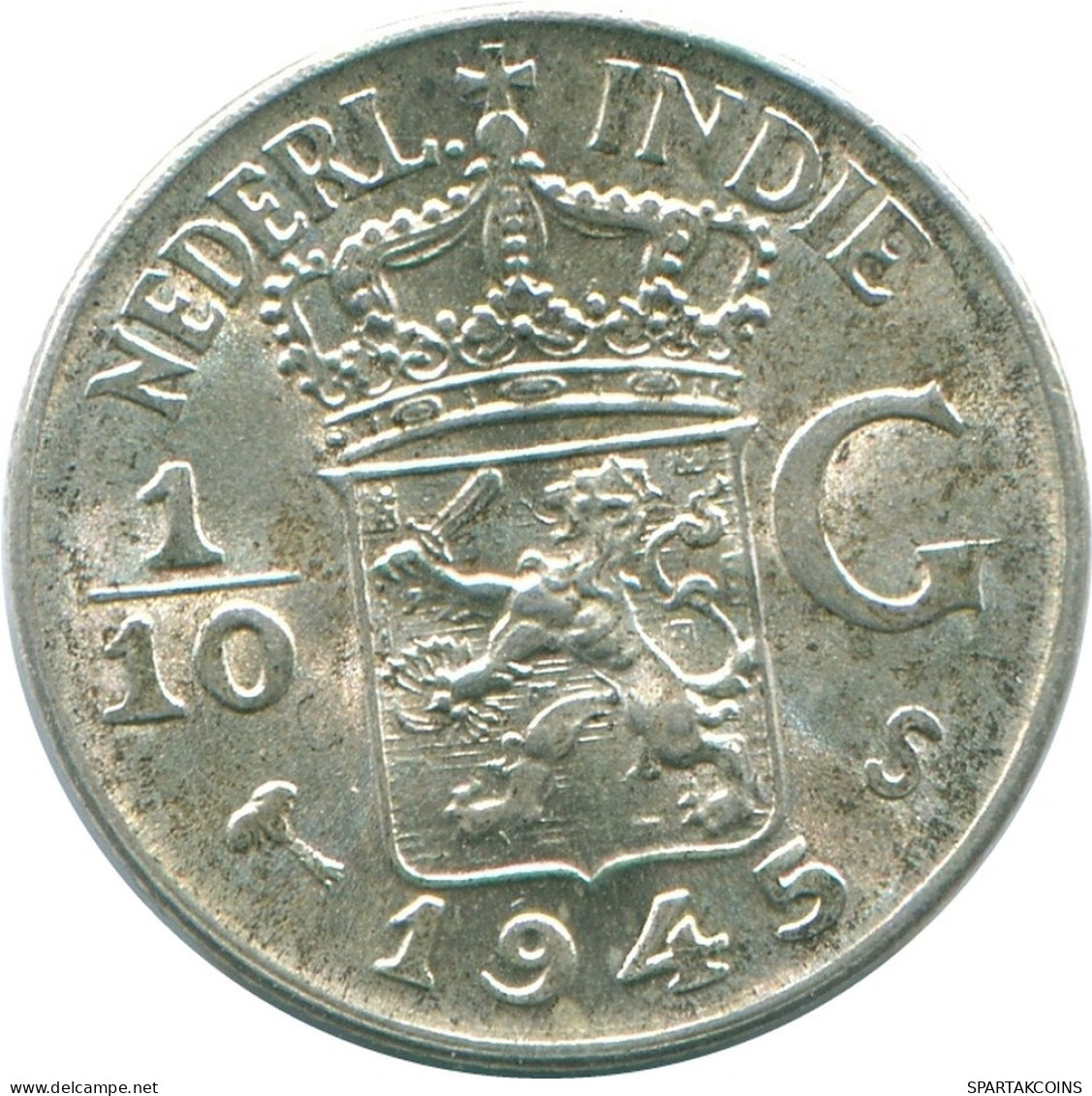 1/10 GULDEN 1945 S NIEDERLANDE OSTINDIEN SILBER Koloniale Münze #NL14031.3.D.A - Indes Néerlandaises