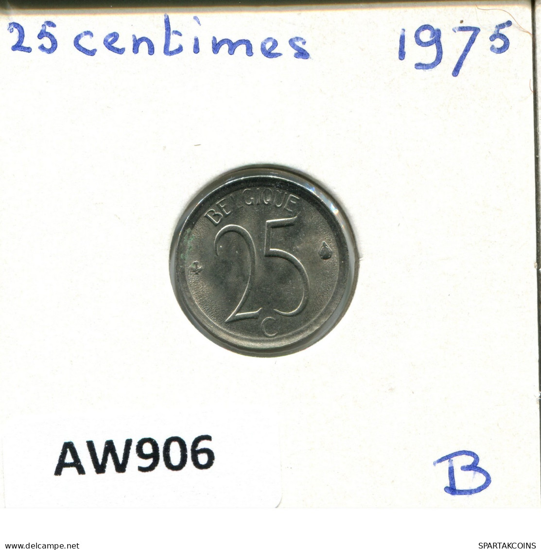 25 CENTIMES 1975 FRENCH Text BELGIUM Coin #AW906.U.A - 25 Cents