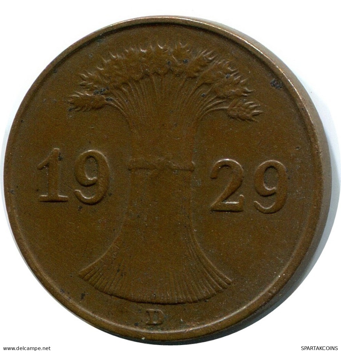 1 REICHSPFENNIG 1929 D DEUTSCHLAND Münze GERMANY #DB130.D.A - 1 Rentenpfennig & 1 Reichspfennig