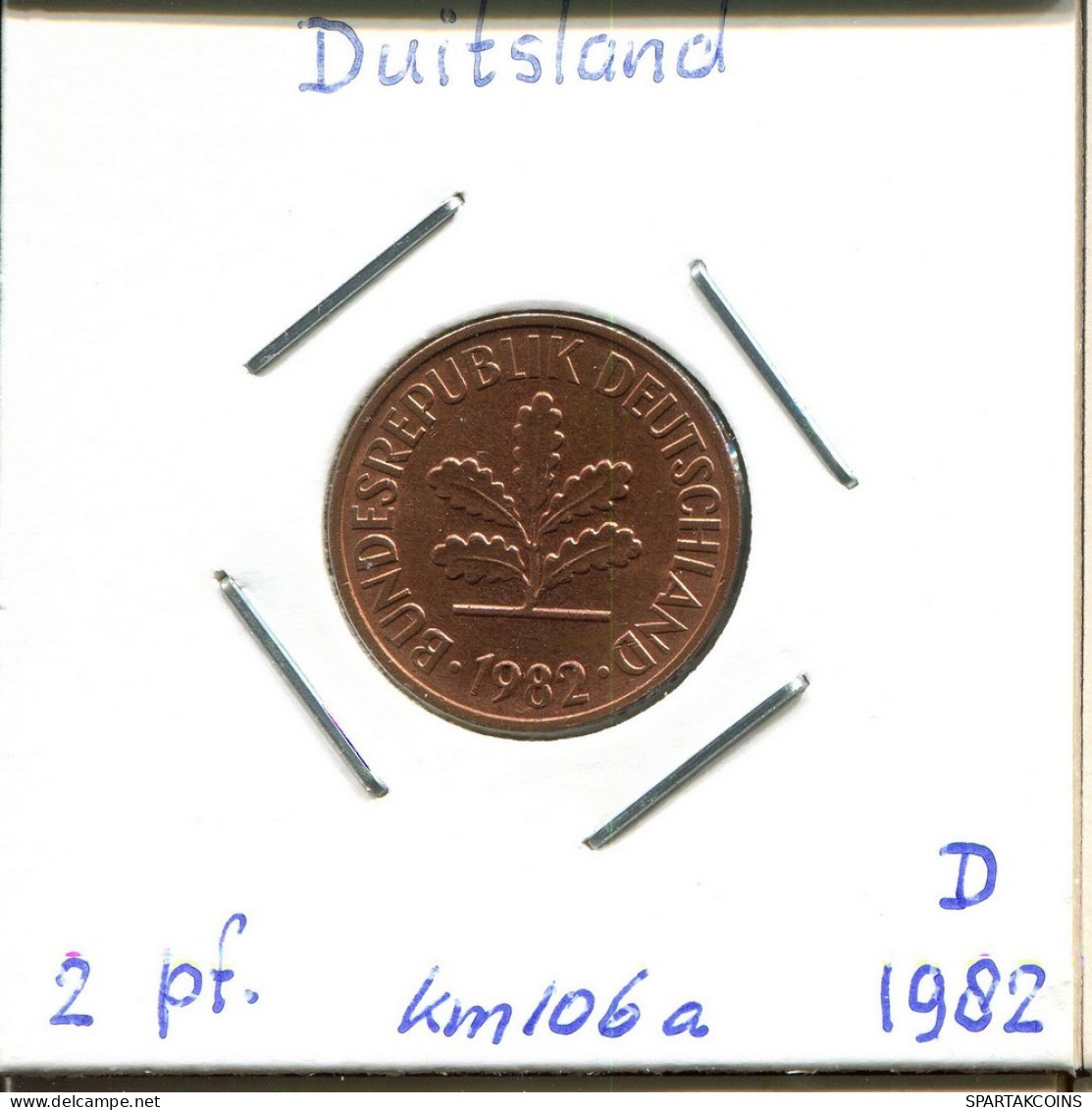 2 PFENNIG 1982 D WEST & UNIFIED GERMANY Coin #DC262.U.A - 2 Pfennig