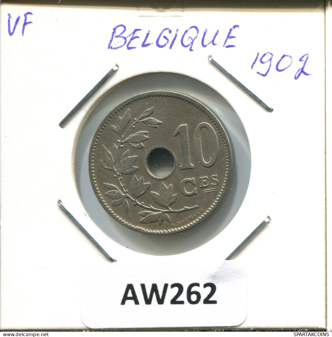 10 CENTIMES 1902 FRENCH Text BÉLGICA BELGIUM Moneda #AW262.E.A - 10 Centimes