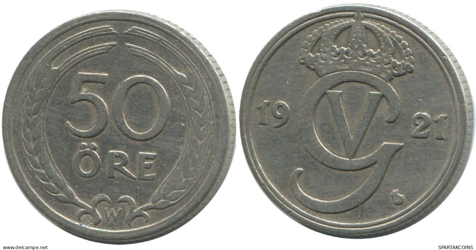 50 ORE 1921 W SCHWEDEN SWEDEN Münze RARE #AC697.2.D.A - Sweden