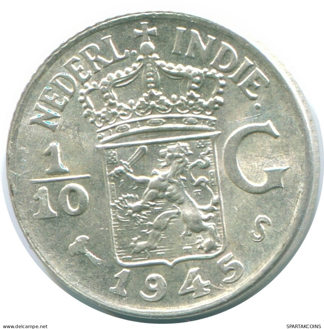 1/10 GULDEN 1945 S NETHERLANDS EAST INDIES SILVER Colonial Coin #NL13987.3.U.A - Indes Neerlandesas