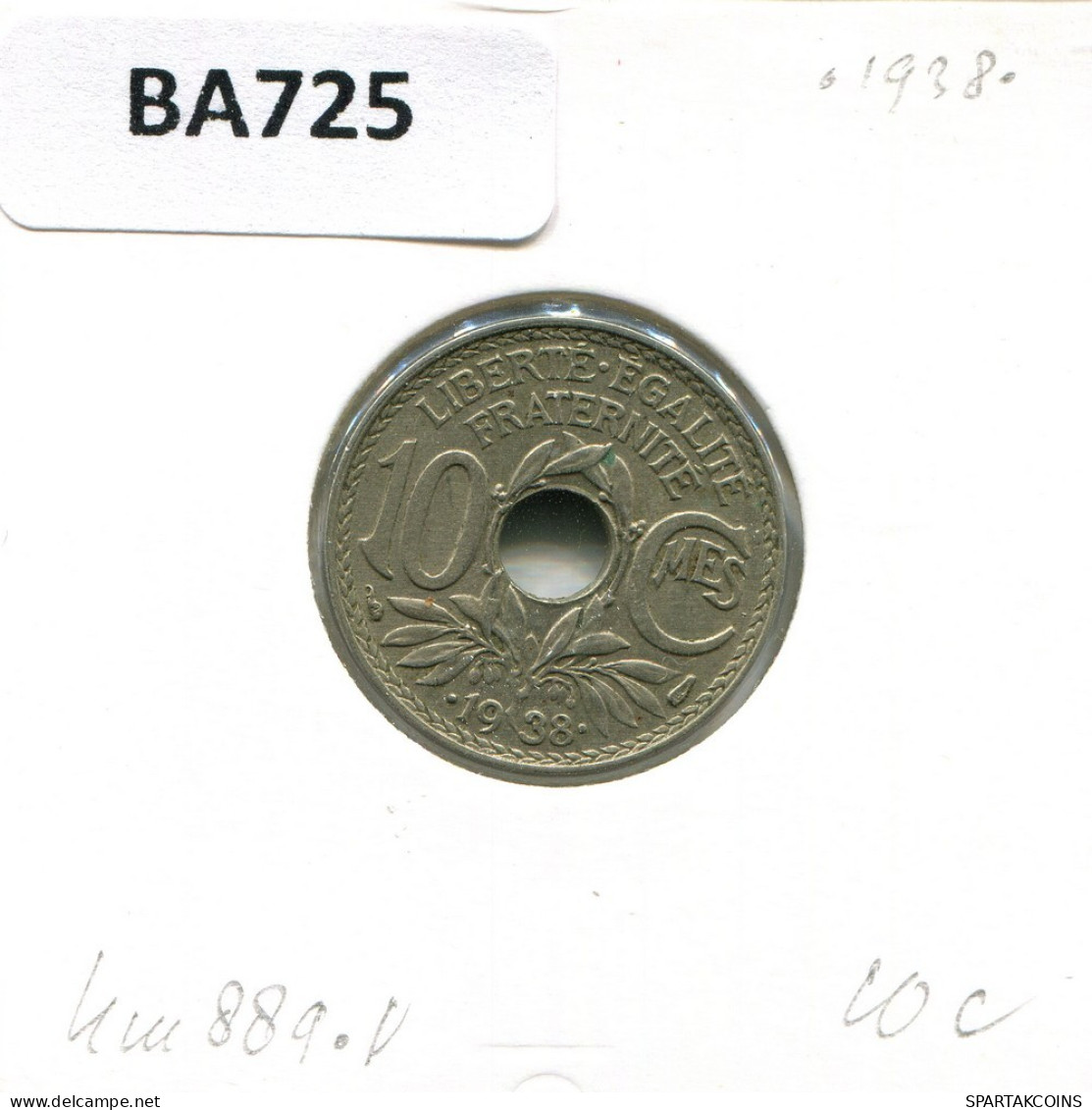 10 CENTIMES 1938 FRANKREICH FRANCE Französisch Münze #BA725.D.A - 10 Centimes