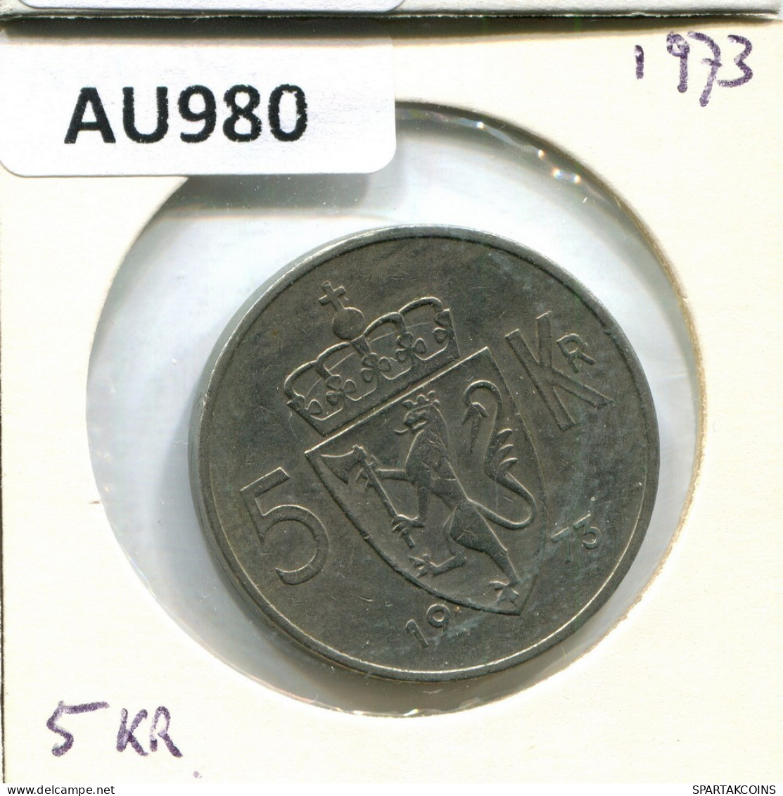5 KRONE 1973 NORWEGEN NORWAY Münze #AU980.D.A - Noruega