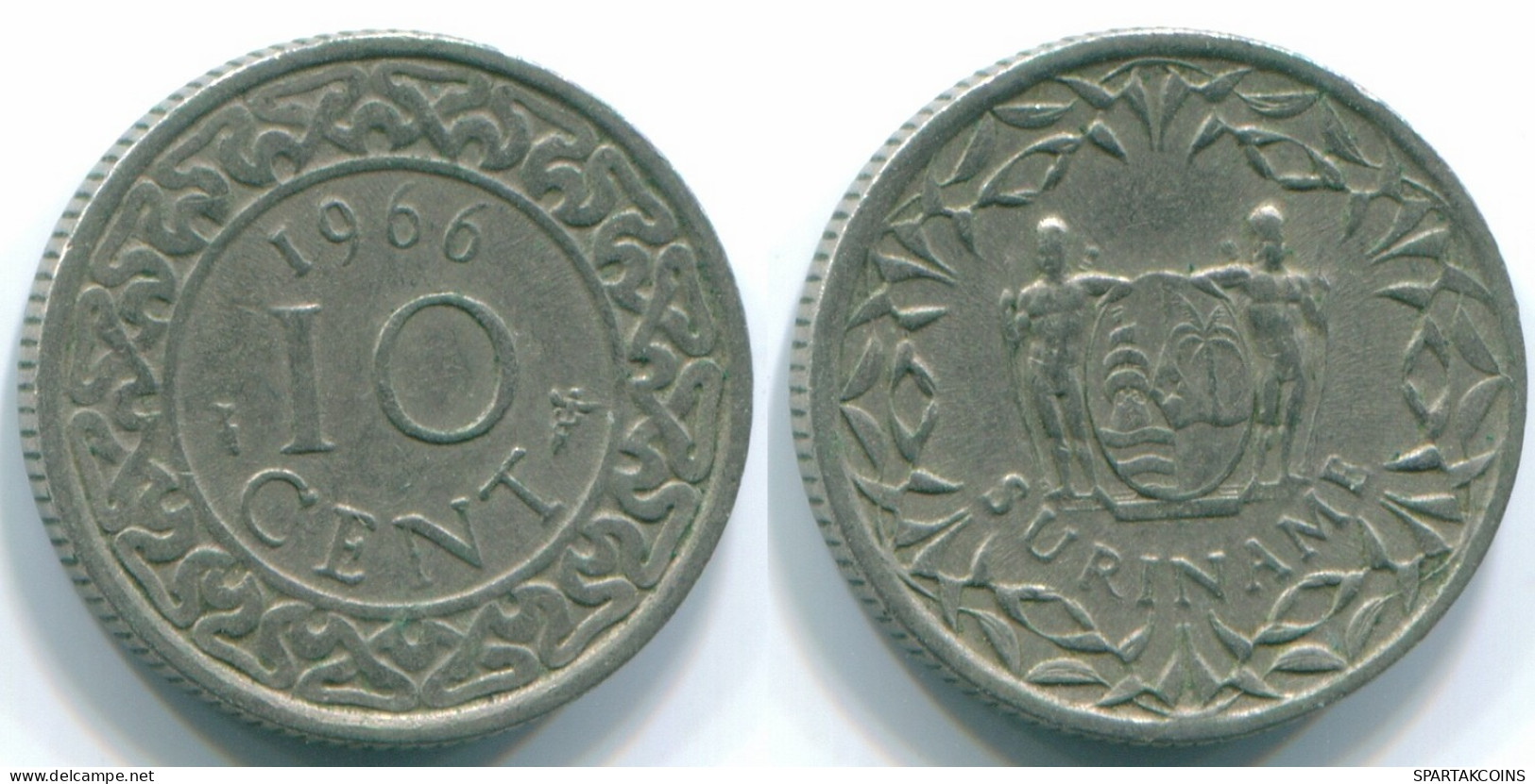10 CENTS 1966 SURINAME NEERLANDÉS NETHERLANDS Nickel Colonial Moneda #S13236.E.A - Surinam 1975 - ...