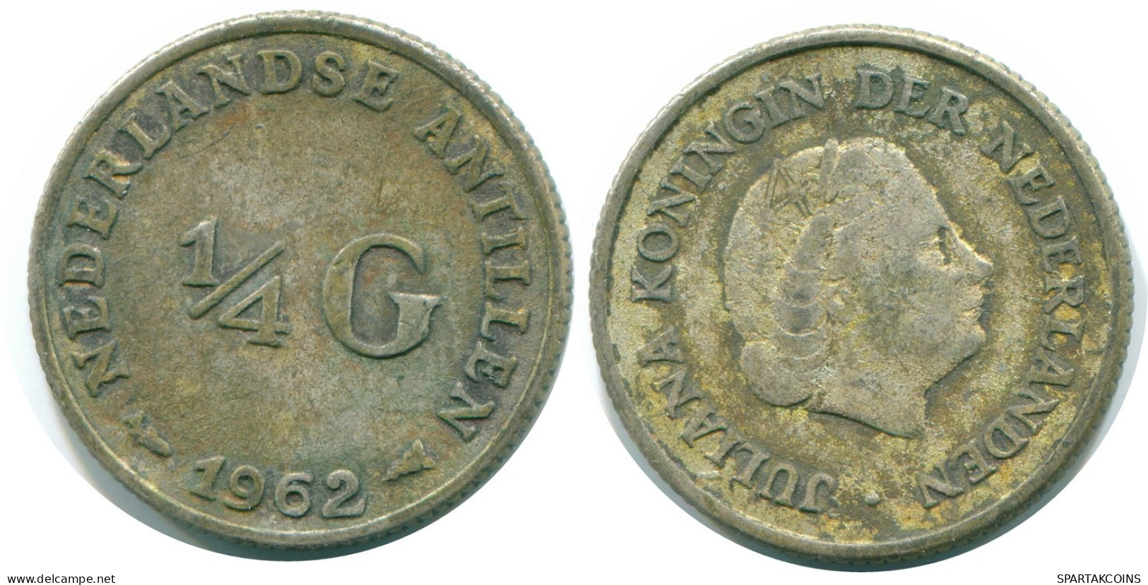 1/4 GULDEN 1962 NETHERLANDS ANTILLES SILVER Colonial Coin #NL11134.4.U.A - Antilles Néerlandaises