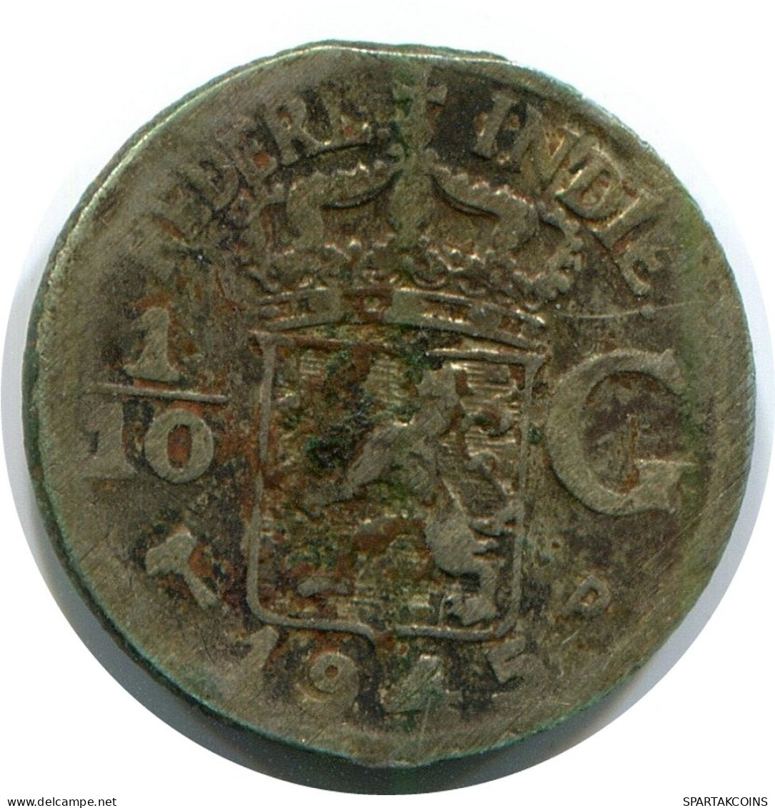 1/10 GULDEN 1945 NETHERLANDS INDIES SILVER Coin #AR962.U.A - Niederländisch-Indien
