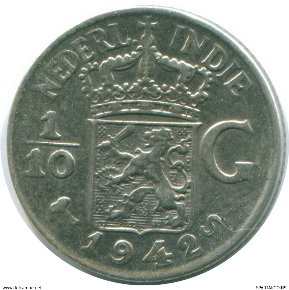 1/10 GULDEN 1942 INDIAS ORIENTALES DE LOS PAÍSES BAJOS PLATA #NL13929.3.E.A - Indes Neerlandesas