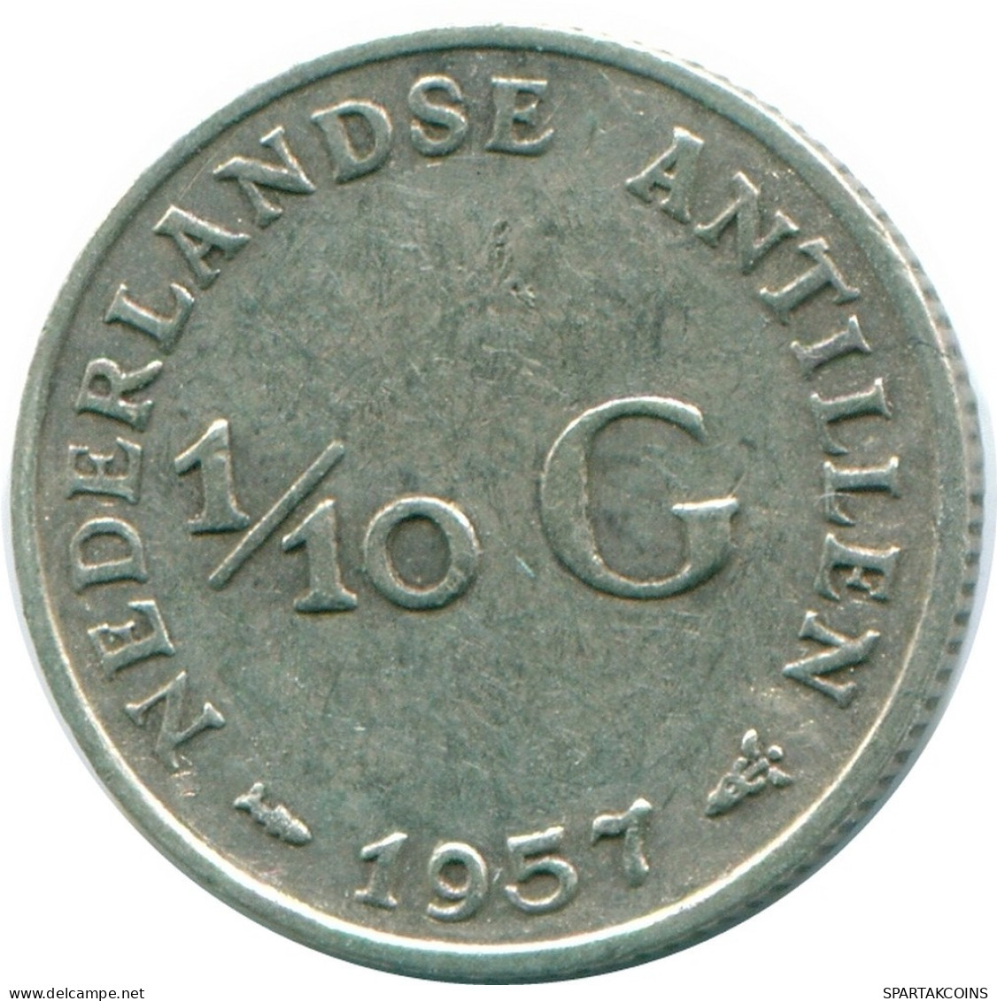 1/10 GULDEN 1957 ANTILLAS NEERLANDESAS PLATA Colonial Moneda #NL12145.3.E.A - Antilles Néerlandaises