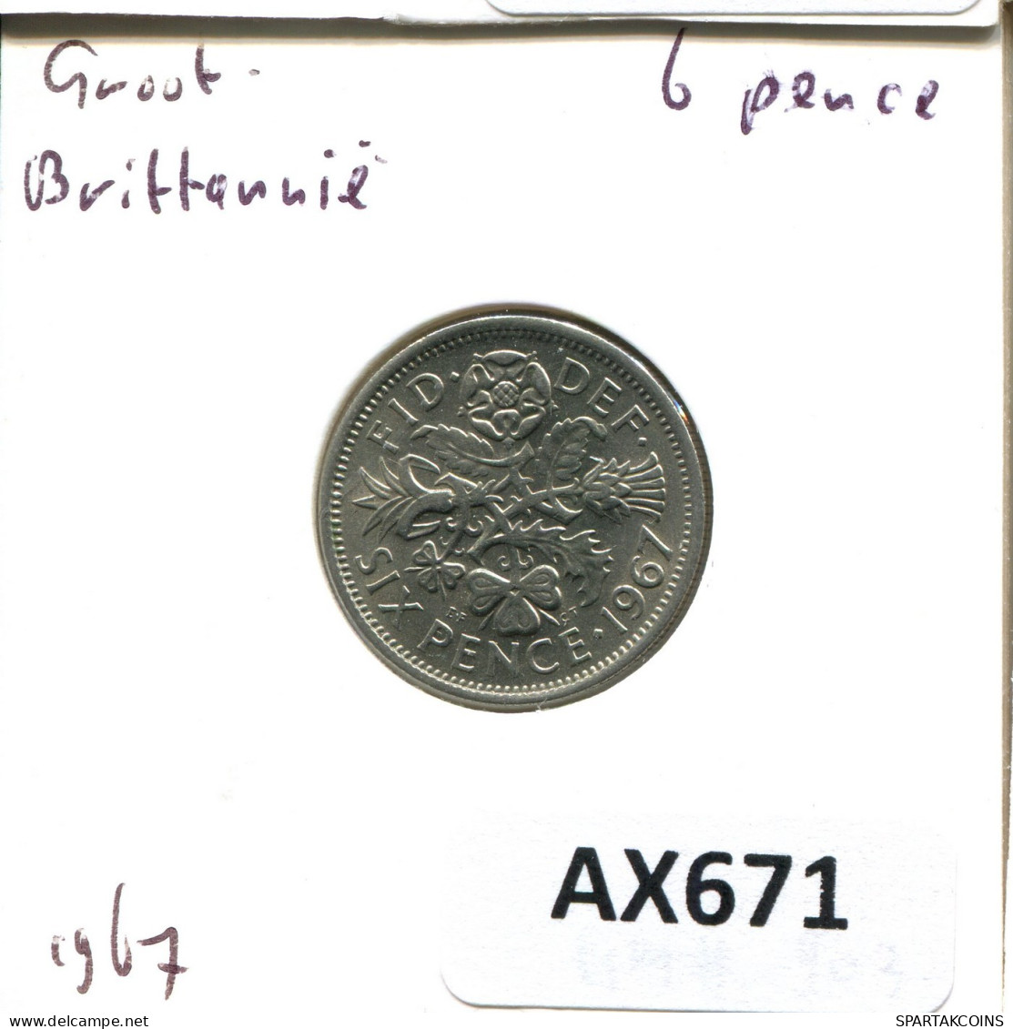 SIXPENCE 1967 UK GROßBRITANNIEN GREAT BRITAIN Münze #AX671.D.A - H. 6 Pence