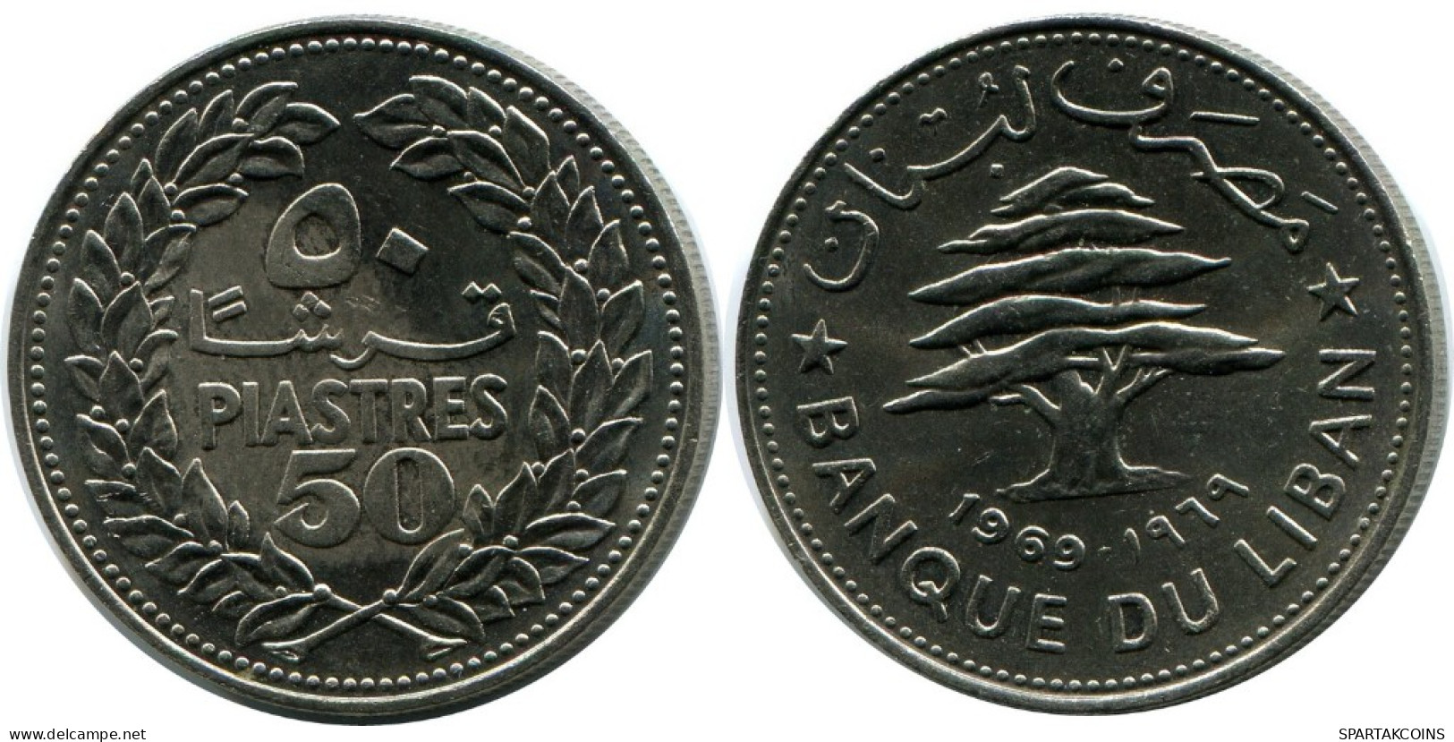 50 PIASTRES 1969 LIRANESA LEBANON Moneda #AH804.E.A - Lebanon