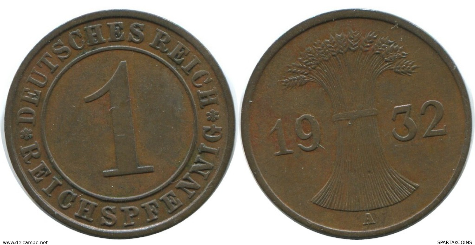 1 REICHSPFENNIG 1932 A DEUTSCHLAND Münze GERMANY #AE223.D.A - 1 Renten- & 1 Reichspfennig
