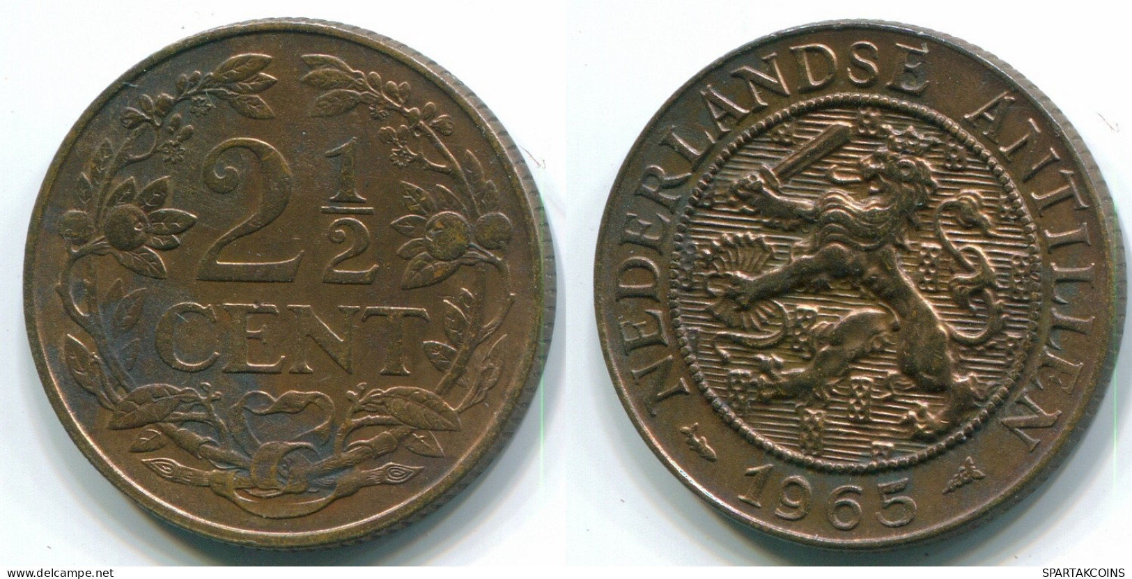 2 1/2 CENT 1965 CURACAO Netherlands Bronze Colonial Coin #S10210.U.A - Curacao