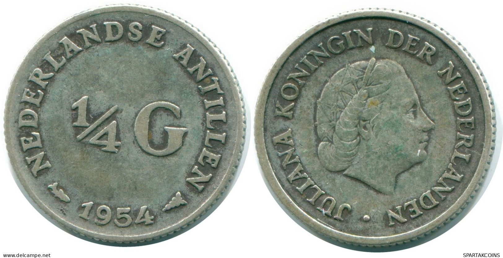 1/4 GULDEN 1954 ANTILLAS NEERLANDESAS PLATA Colonial Moneda #NL10894.4.E.A - Antillas Neerlandesas