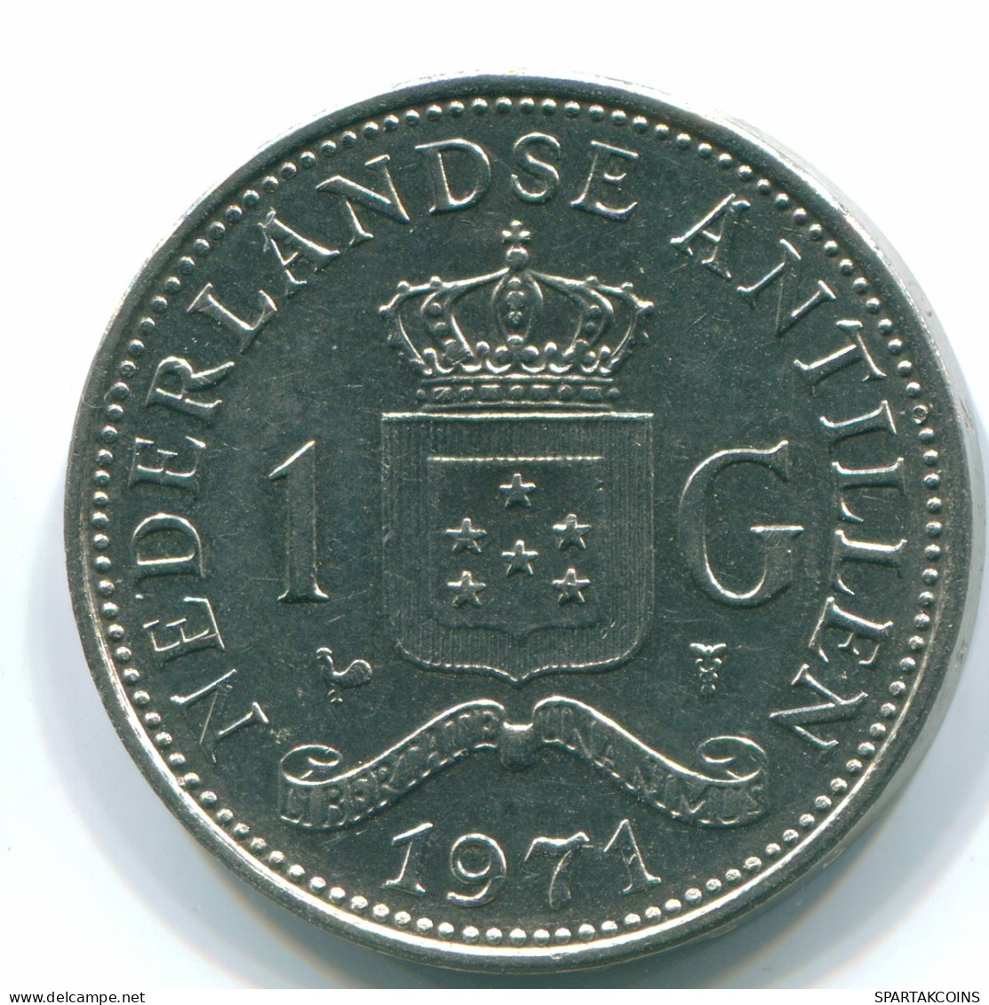 1 GULDEN 1971 ANTILLES NÉERLANDAISES Nickel Colonial Pièce #S11932.F.A - Antillas Neerlandesas