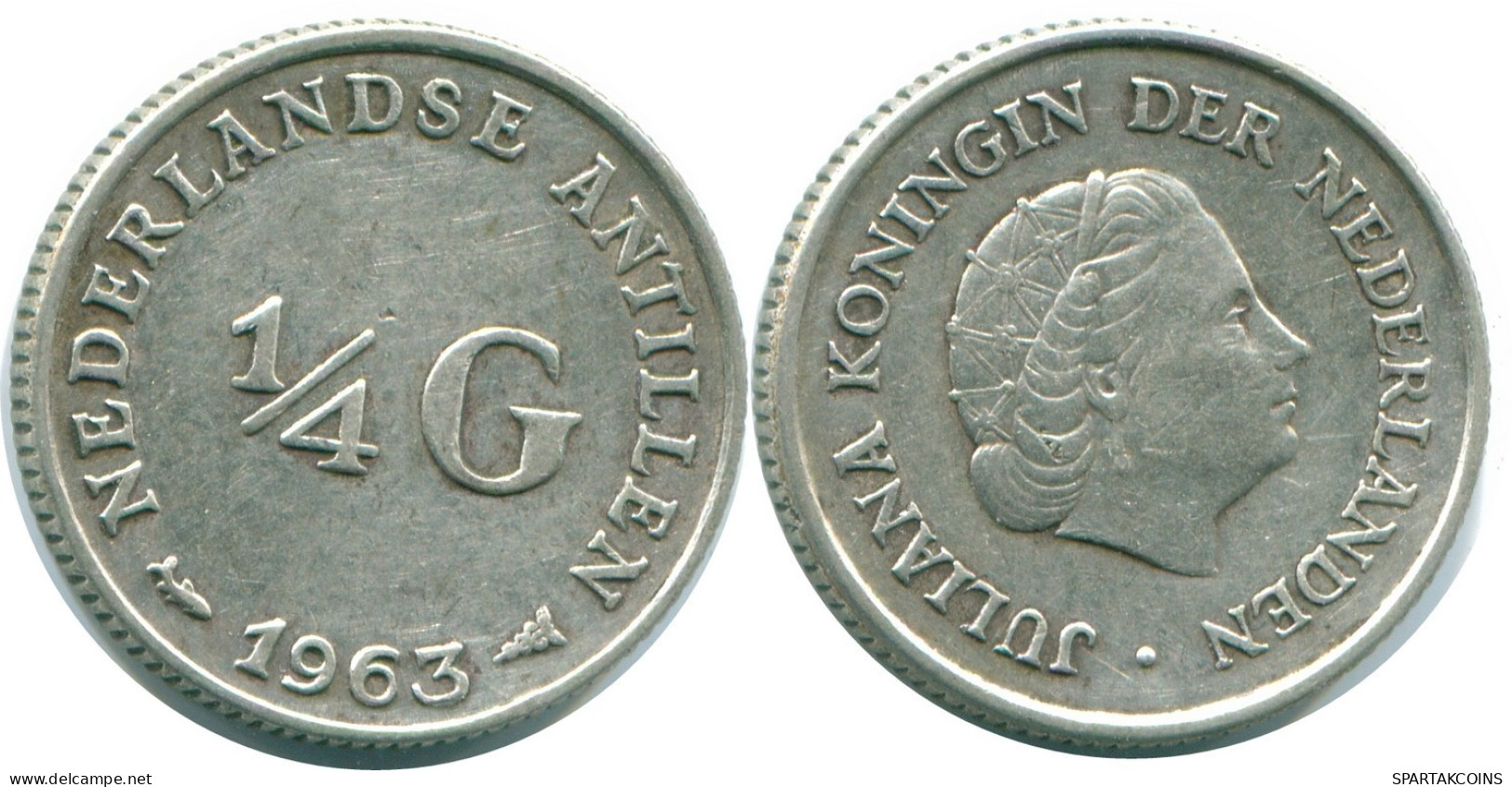 1/4 GULDEN 1962 NETHERLANDS ANTILLES SILVER Colonial Coin #NL11171.4.U.A - Antilles Néerlandaises
