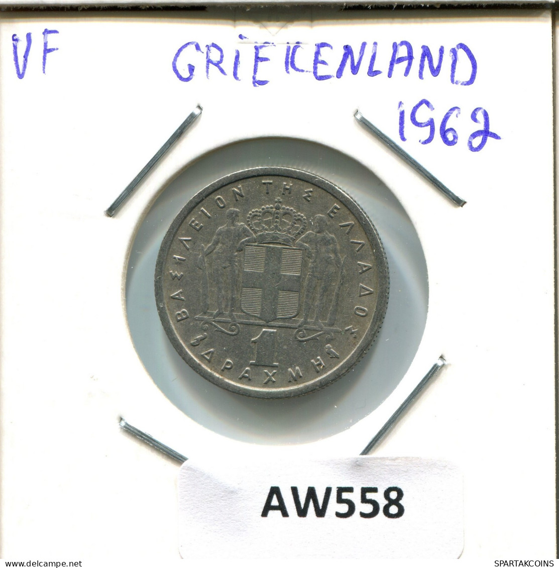 1 DRACHMA 1962 GRIECHENLAND GREECE Münze #AW558.D.A - Grecia