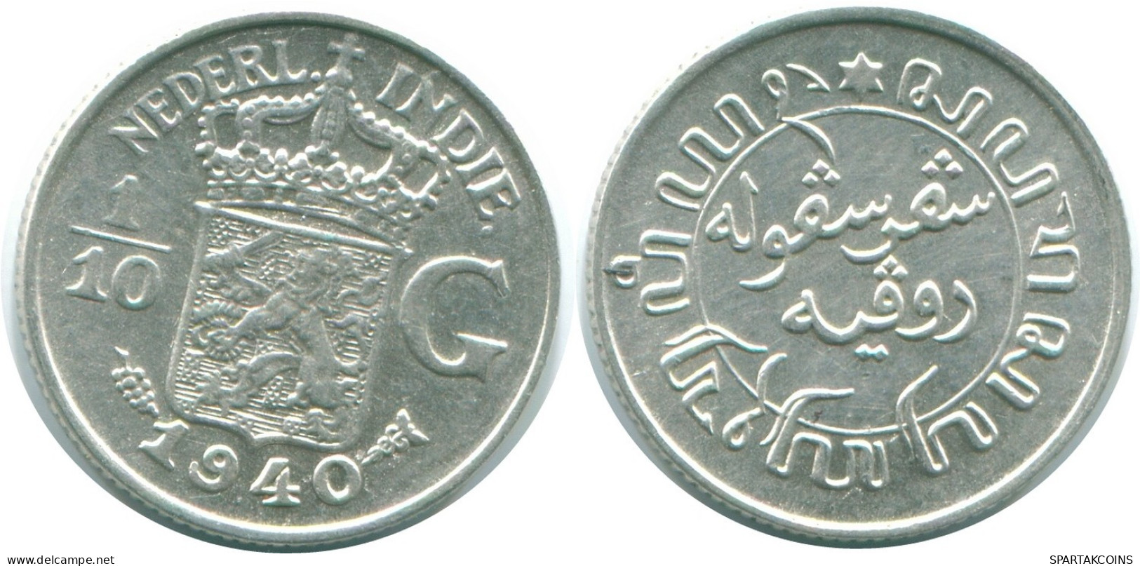 1/10 GULDEN 1940 NETHERLANDS EAST INDIES SILVER Colonial Coin #NL13530.3.U.A - Indes Neerlandesas