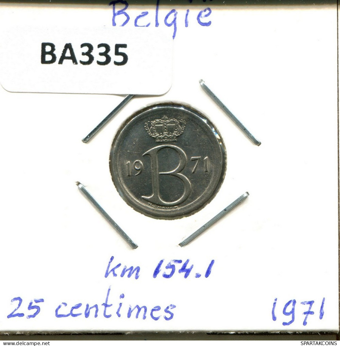 25 CENTIMES 1971 DUTCH Text BÉLGICA BELGIUM Moneda #BA335.E.A - 25 Cent