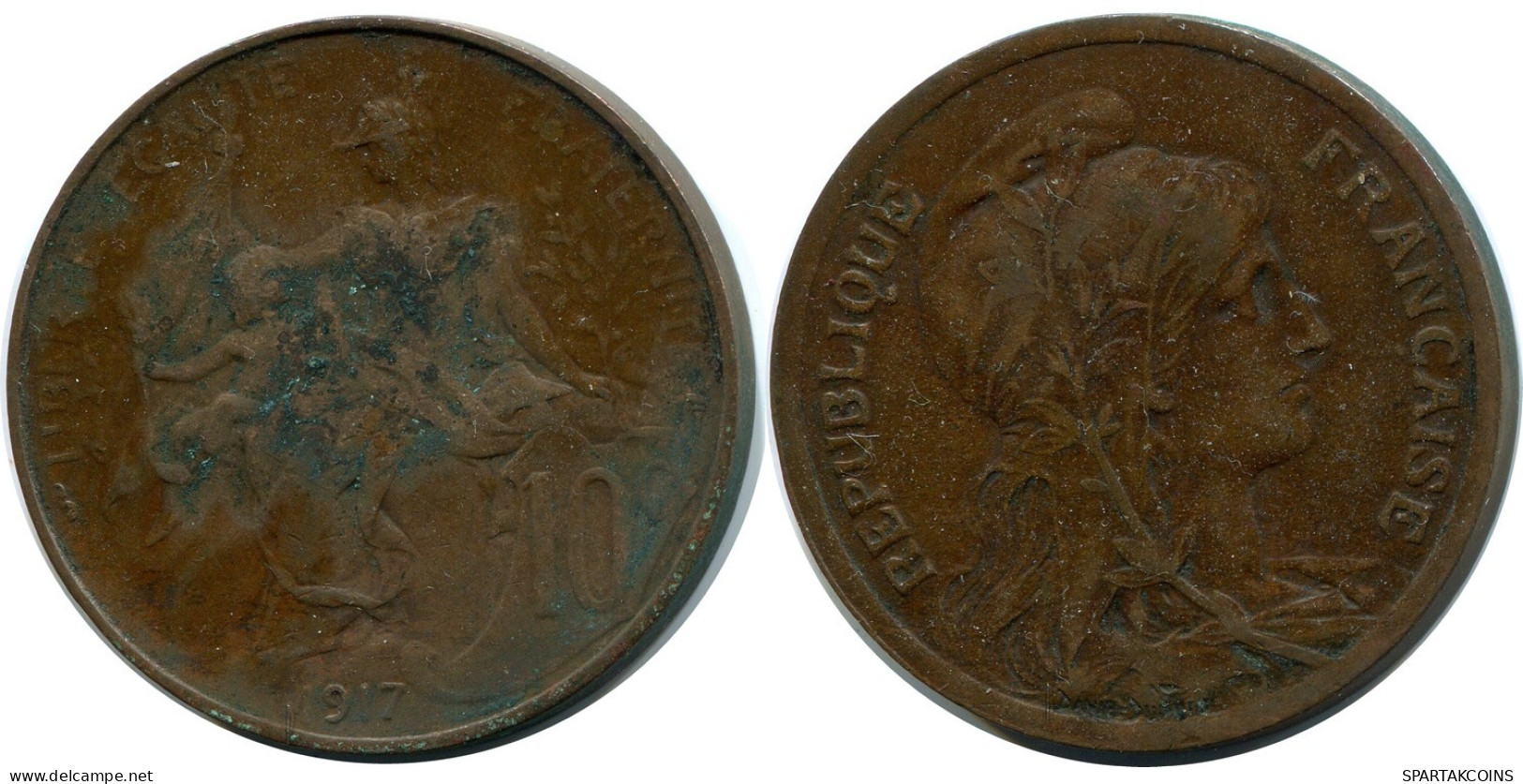 10 CENTIMES 1917 FRANCIA FRANCE Moneda #BA951.E.A - 10 Centimes