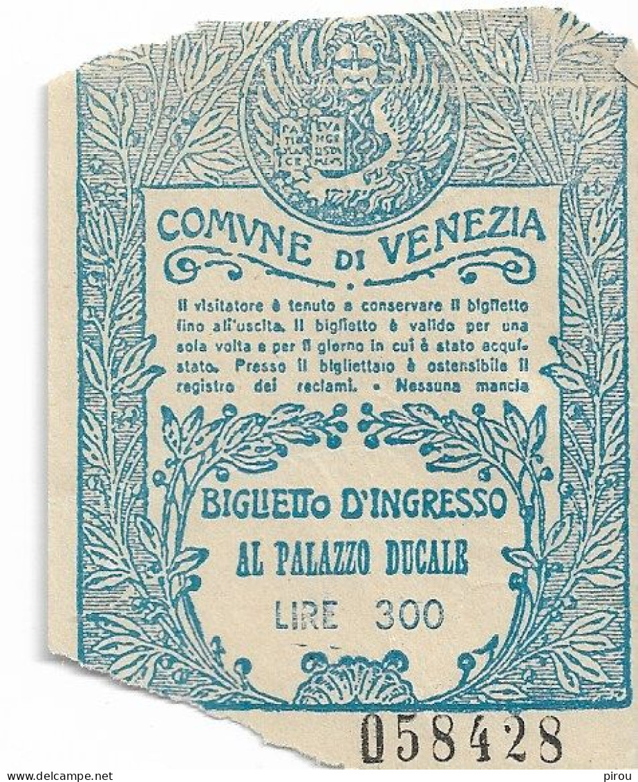 VENISE AL PALAZZO DUCALE 1965 - Eintrittskarten