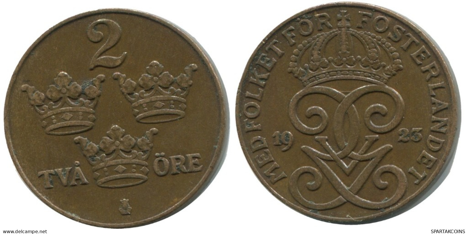 2 ORE 1923 SUÈDE SWEDEN Pièce #AC849.2.F.A - Sweden