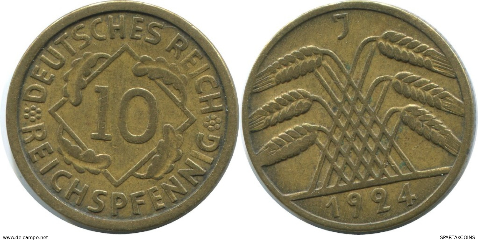 10 REICHSPFENNIG 1924 J DEUTSCHLAND Münze GERMANY #AE360.D.A - 10 Renten- & 10 Reichspfennig