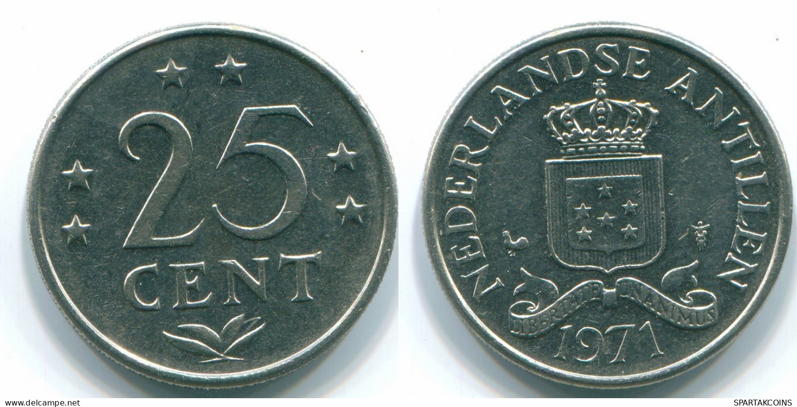 25 CENTS 1971 NIEDERLÄNDISCHE ANTILLEN Nickel Koloniale Münze #S11533.D.A - Antilles Néerlandaises