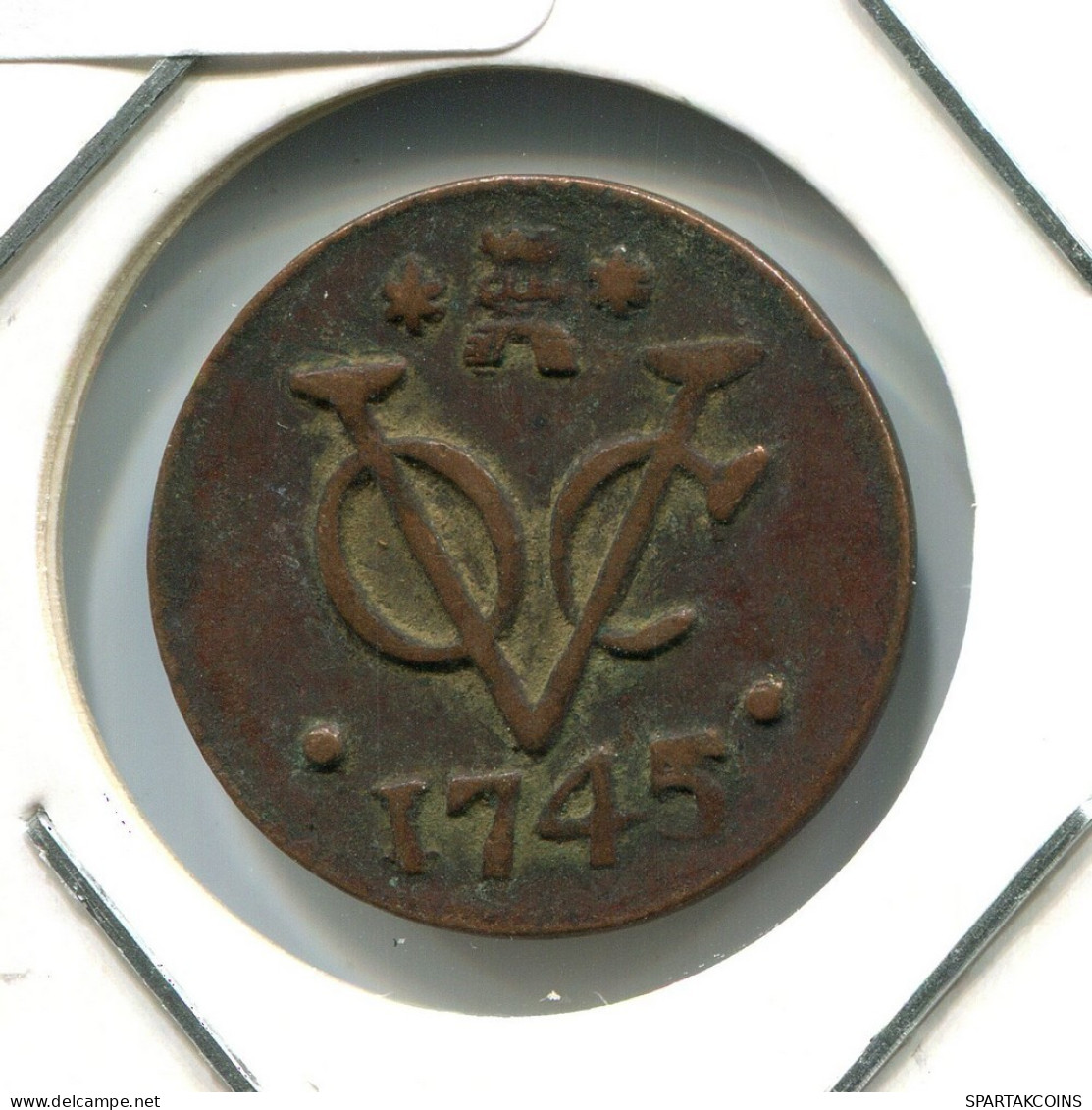 1745 ZEALAND VOC DUIT NEERLANDÉS NETHERLANDS Colonial Moneda #VOC1951.10.E.A - Niederländisch-Indien