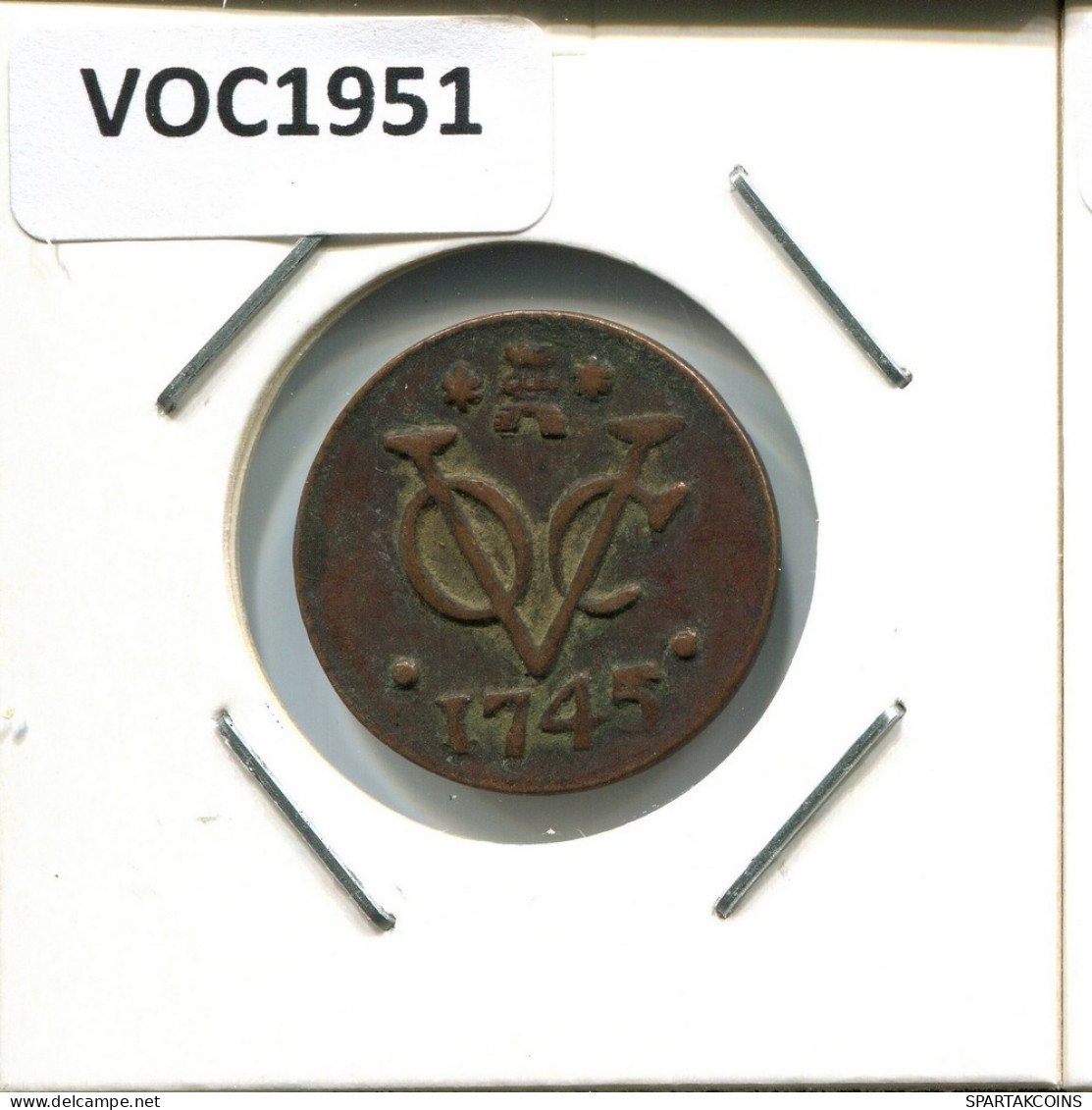 1745 ZEALAND VOC DUIT NEERLANDÉS NETHERLANDS Colonial Moneda #VOC1951.10.E.A - Niederländisch-Indien