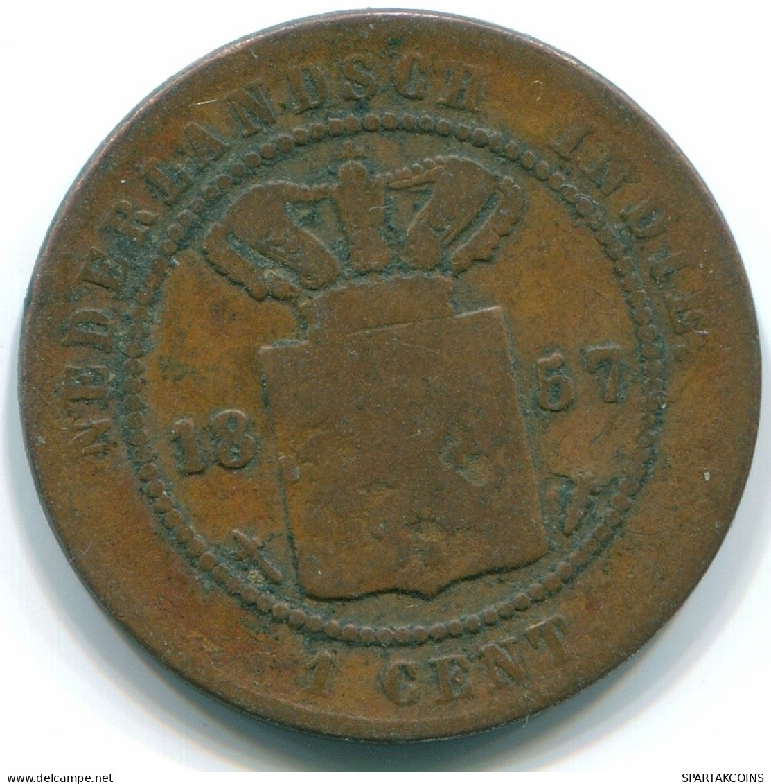 1 CENT 1857 INDIAS ORIENTALES DE LOS PAÍSES BAJOS INDONESIA Copper #S10039.E.A - Nederlands-Indië