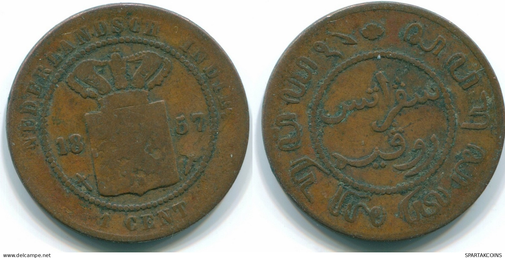 1 CENT 1857 INDIAS ORIENTALES DE LOS PAÍSES BAJOS INDONESIA Copper #S10039.E.A - Nederlands-Indië