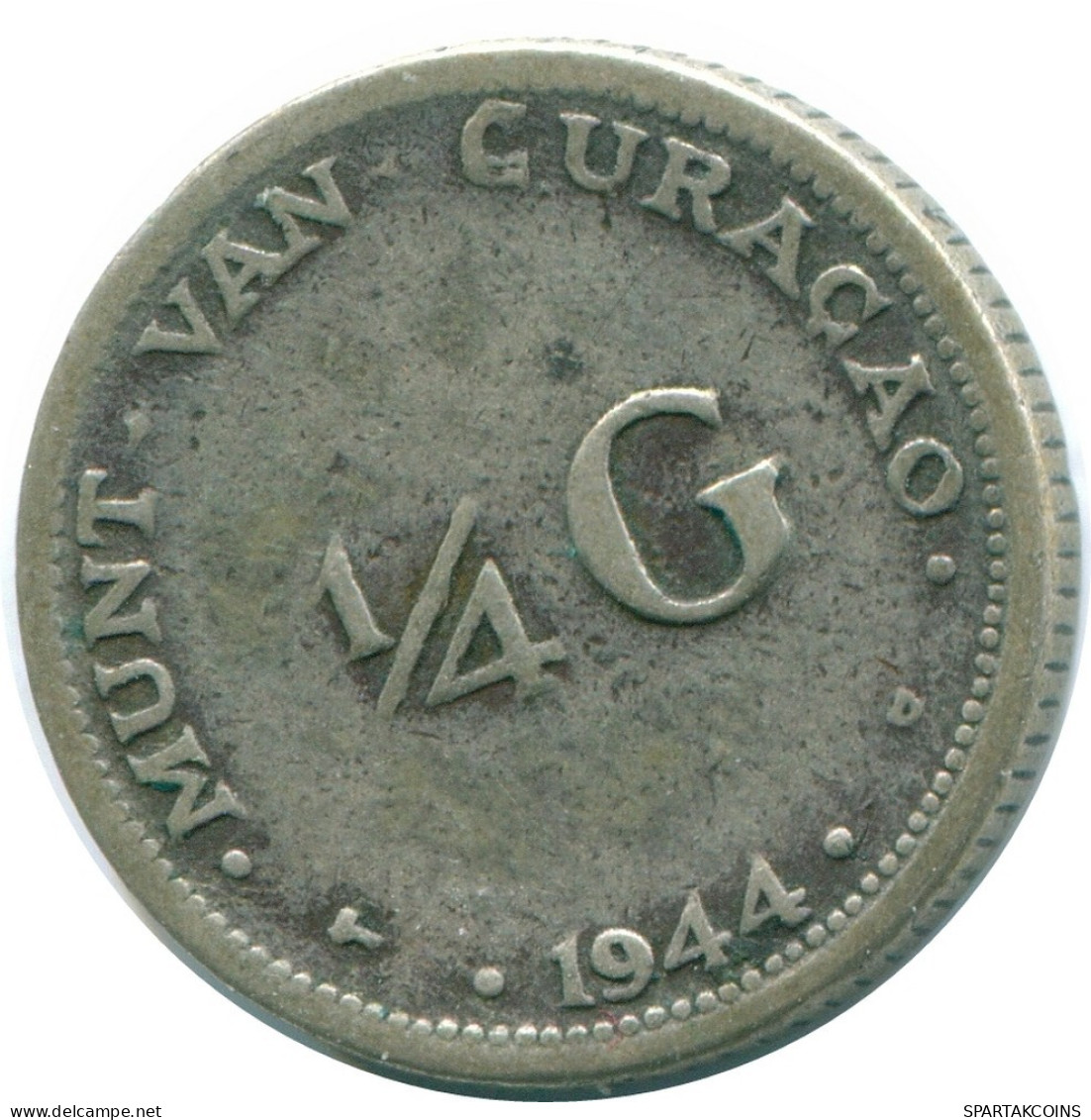 1/4 GULDEN 1944 CURACAO Netherlands SILVER Colonial Coin #NL10649.4.U.A - Curacao