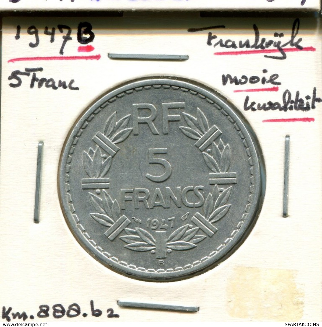 5 FRANCS 1947 B FRANCE Pièce Française #AM370.F.A - 5 Francs