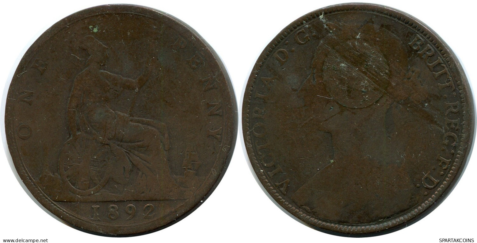PENNY 1892 UK GBAN BRETAÑA GREAT BRITAIN Moneda #AZ745.E.A - D. 1 Penny