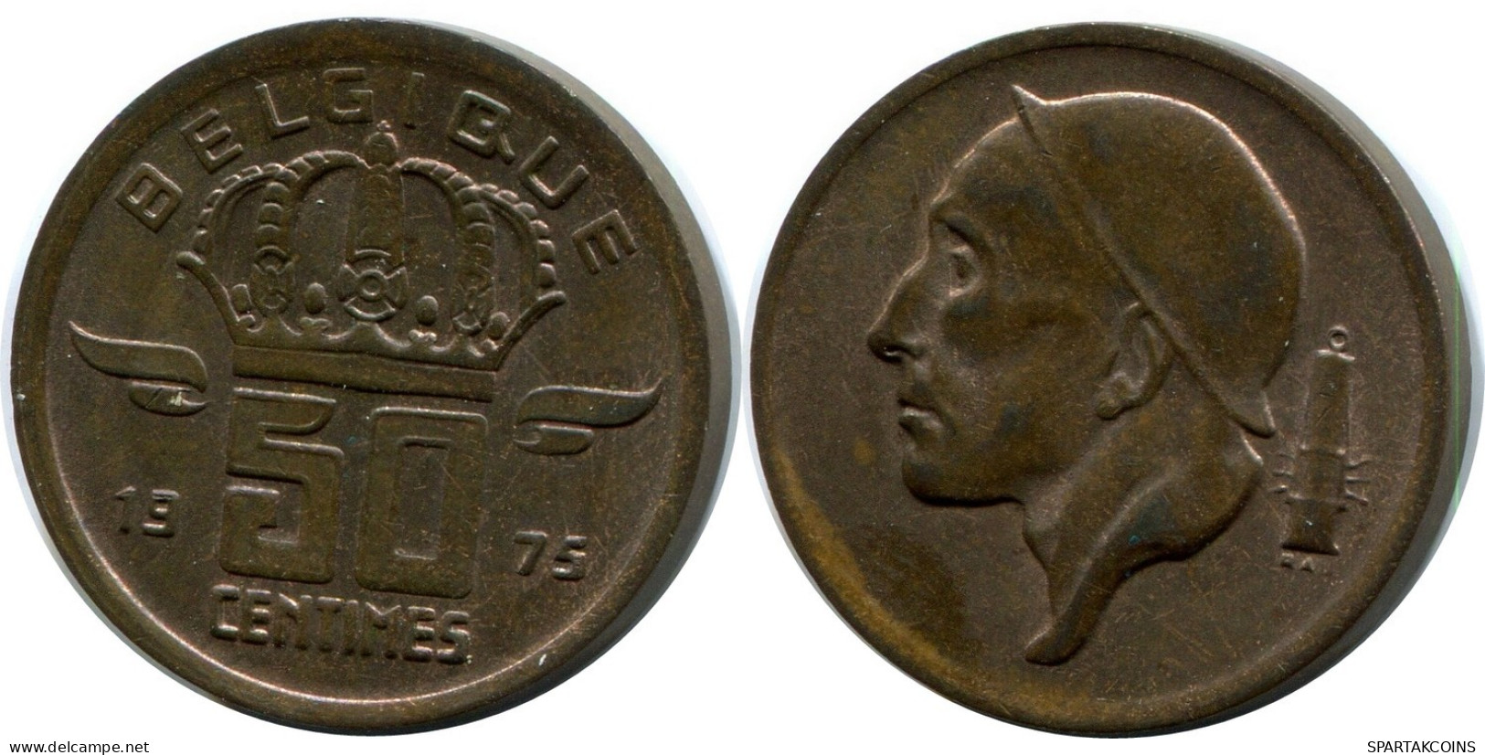 50 CENTIMES 1975 FRENCH Text BÉLGICA BELGIUM Moneda #AW918.E.A - 50 Centimes