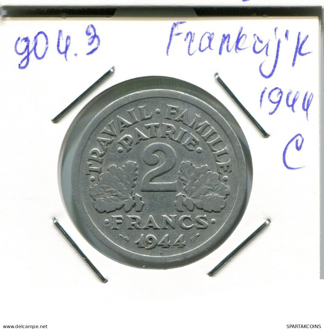 2 FRANCS 1944 C FRANKREICH FRANCE Französisch Münze #AN351.D.A - 2 Francs