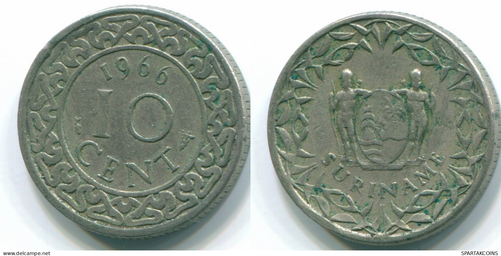 10 CENTS 1966 SURINAME NEERLANDÉS NETHERLANDS Nickel Colonial Moneda #S13255.E.A - Surinam 1975 - ...