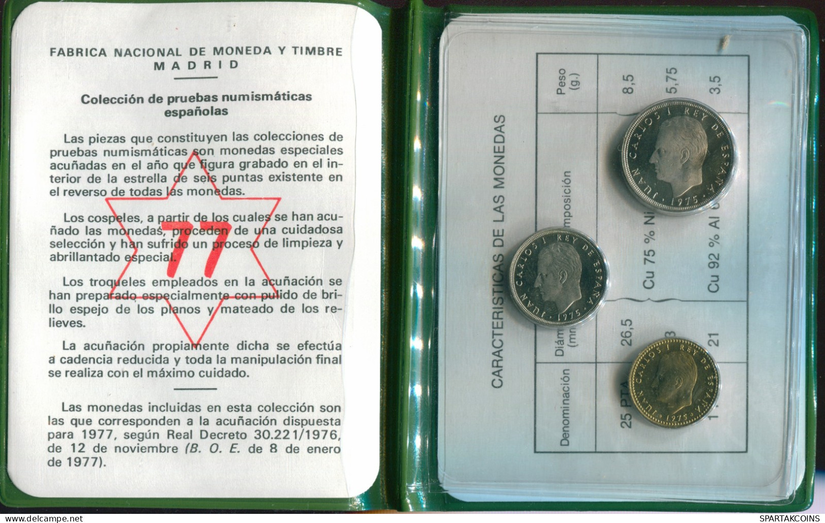 SPANIEN SPAIN 1975*77 MINT SET 3 Münze #SET1135.2.D.A - Münz- Und Jahressets