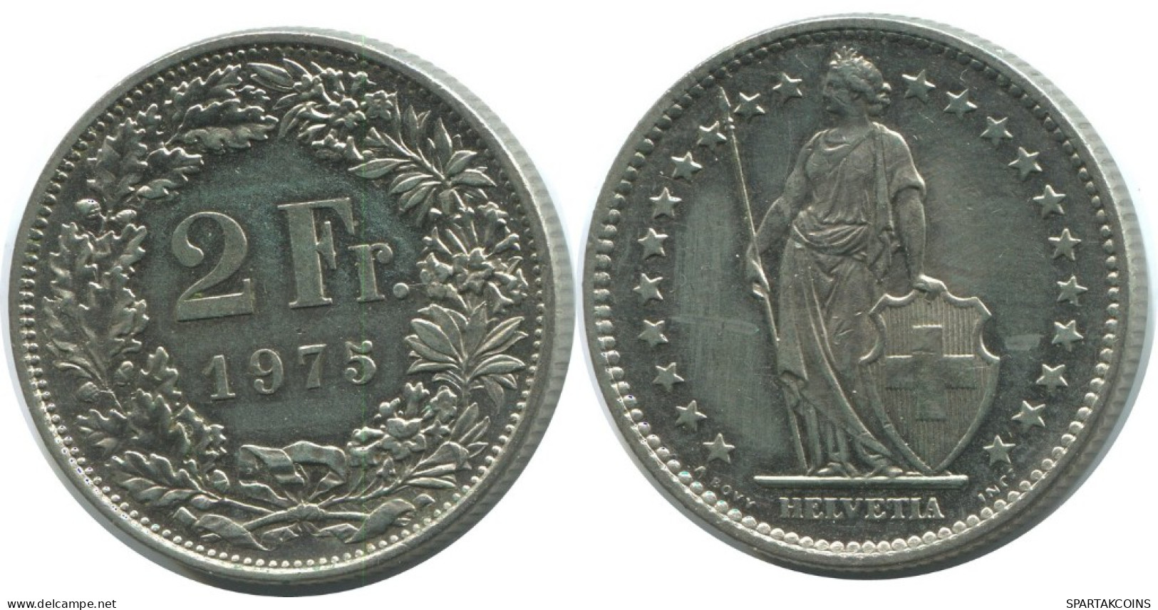 2 FRANC 1975 SUIZA SWITZERLAND Moneda HELVETIA #AD993.2.E.A - Otros & Sin Clasificación