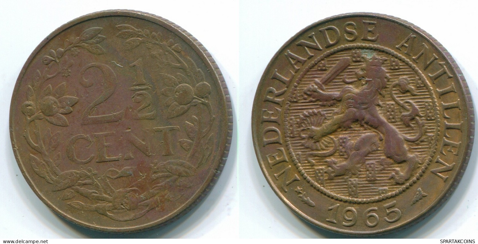 2 1/2 CENT 1965 CURACAO NIEDERLANDE Bronze Koloniale Münze #S10215.D.A - Curacao
