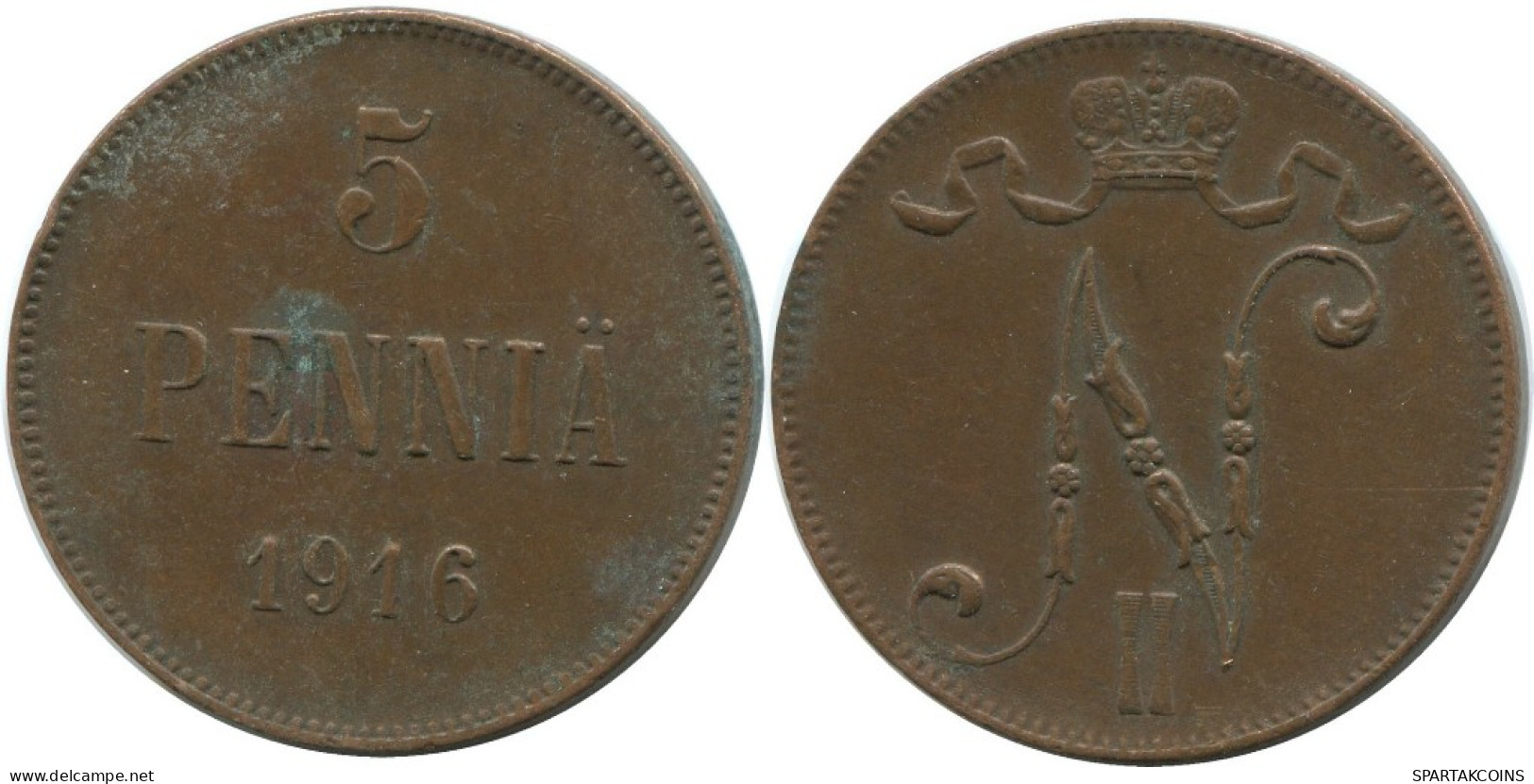 5 PENNIA 1916 FINLAND Coin RUSSIA EMPIRE #AB140.5.U.A - Finland