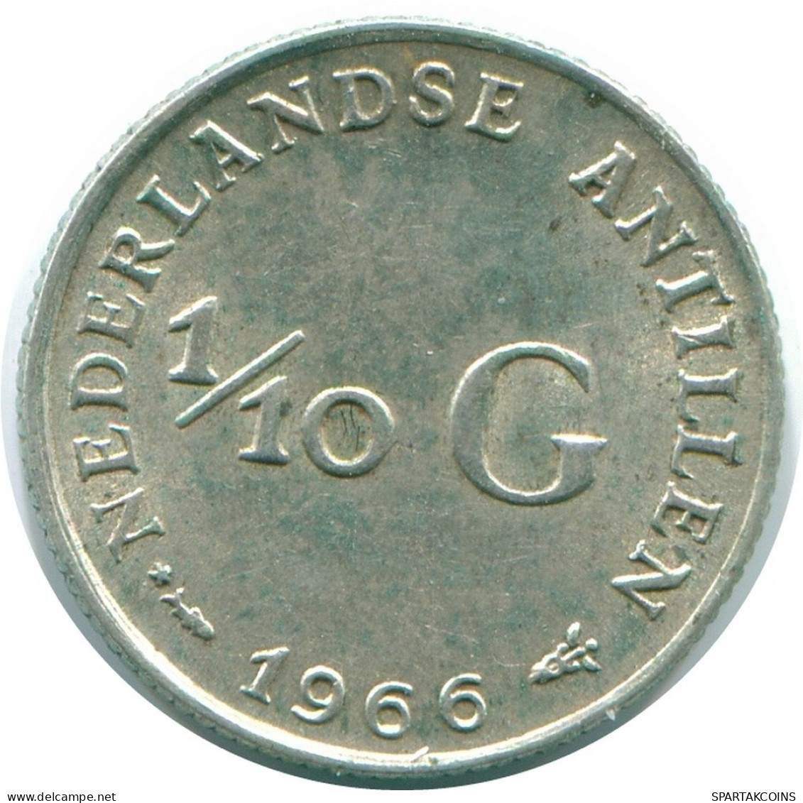 1/10 GULDEN 1966 ANTILLES NÉERLANDAISES ARGENT Colonial Pièce #NL12733.3.F.A - Antilles Néerlandaises