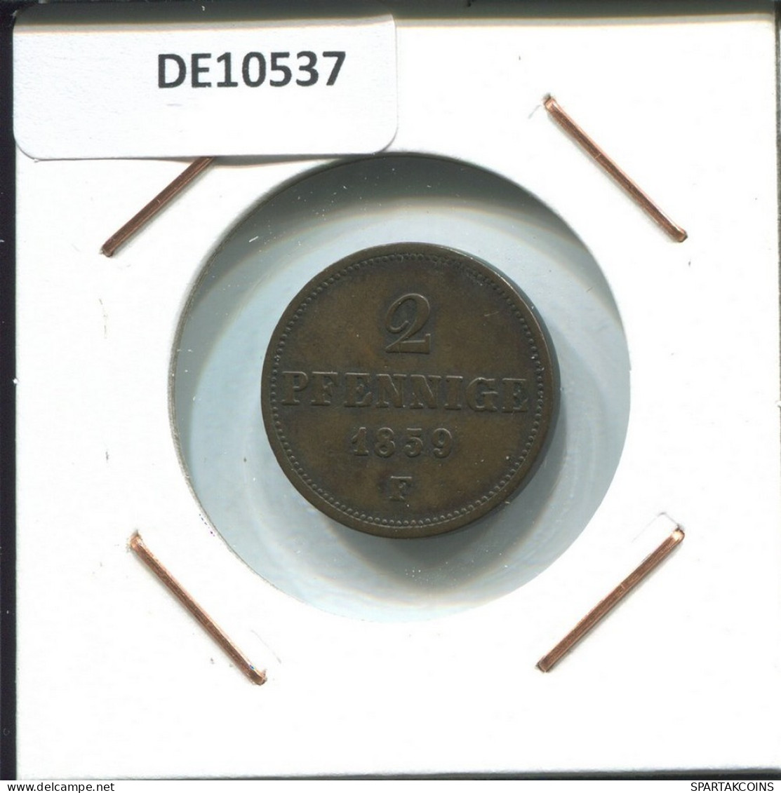 SAXONY 2 PFENNIG 1859 F Stuttgart Mint German States #DE10537.12.D.A - Andere & Zonder Classificatie