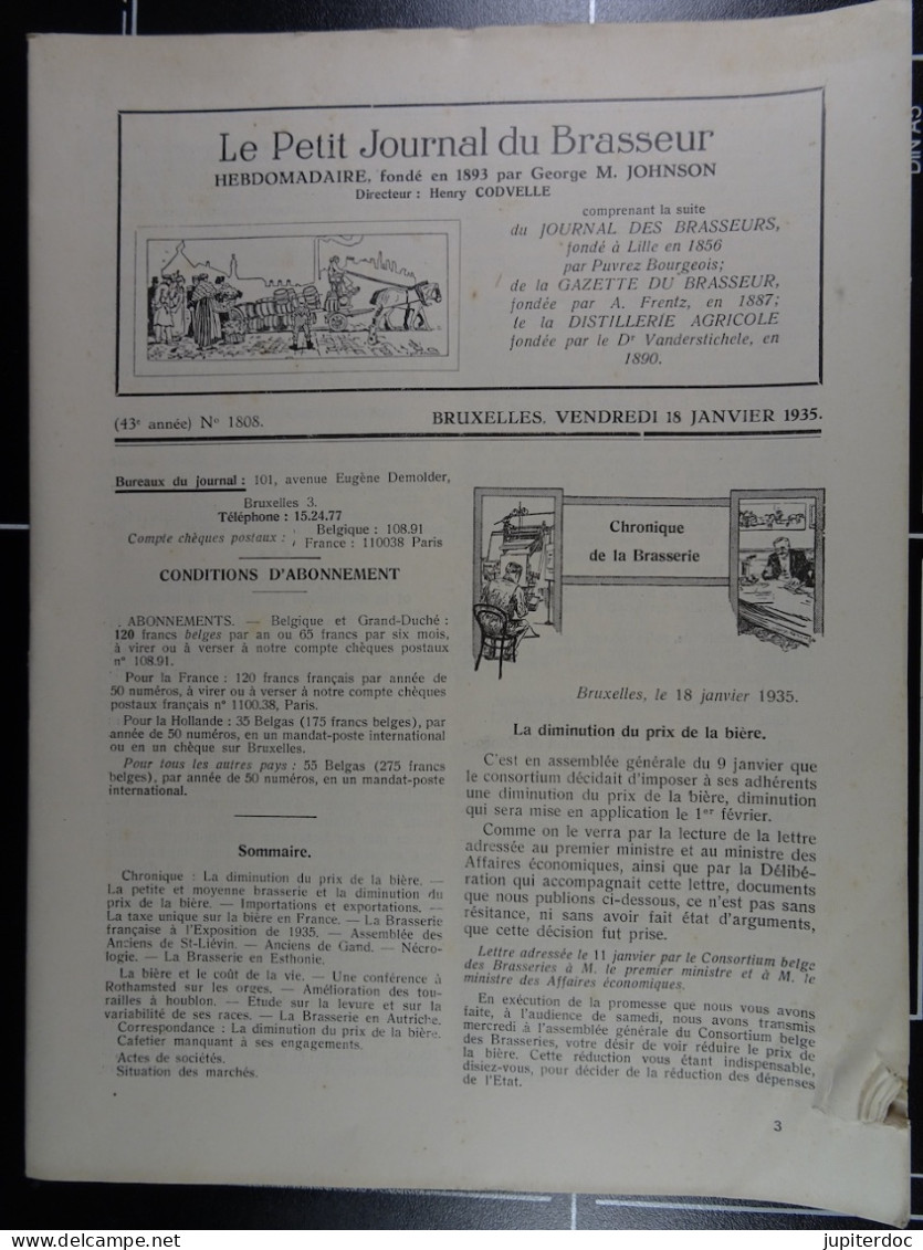 Le Petit Journal Du Brasseur N° 1808 De1935 Pages 50 à 76 Brasserie Belgique Bières Publicité Matériel Brouwerij - 1900 - 1949